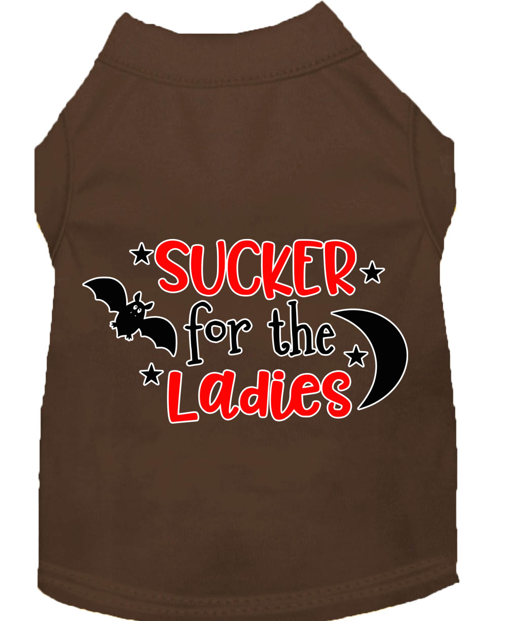 Sucker for the Ladies Screen Print Dog Shirt Brown Med
